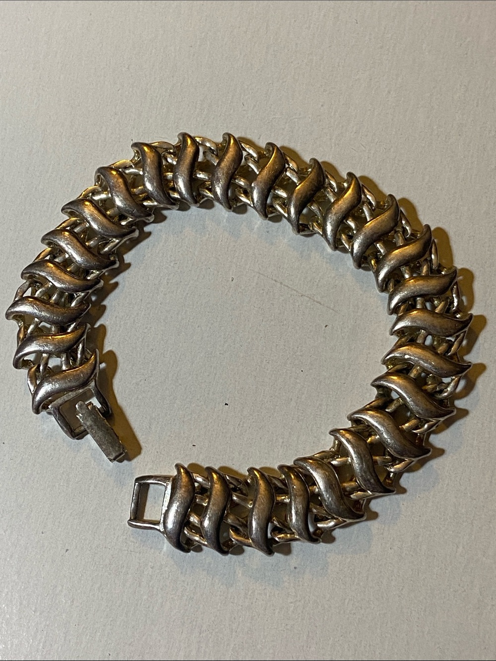 VTG Wavy Linked Sterling Silver Chain Unisex Bracelet 7.25”
